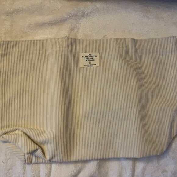 Sezane Handbags - Sezane Ecru velvet tote bag NWT